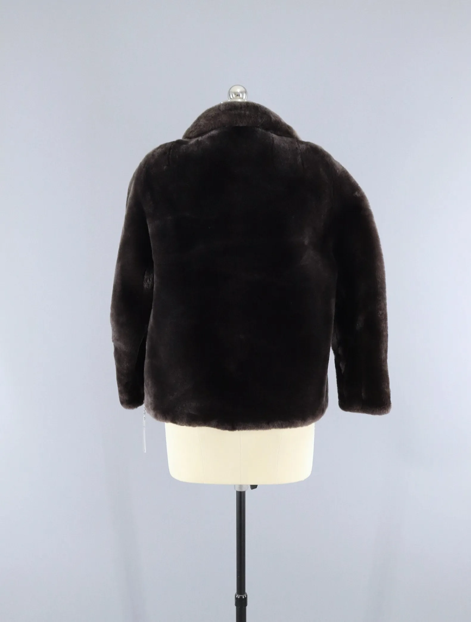 1950s Sheared Lamb Mouton Smoke Brown Fur Jacket Coat