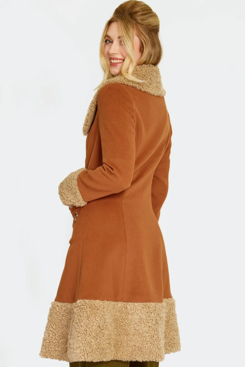 1970s Faux Fur Trimmed Lambswool Toggle Coat