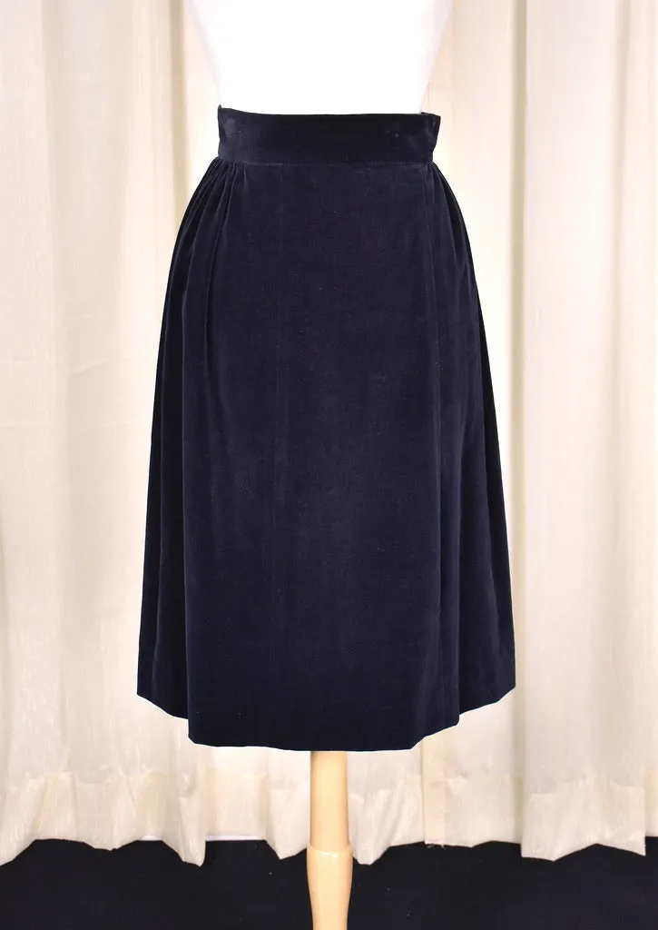 80s does 1950s Vintage Black Velvet Skirt