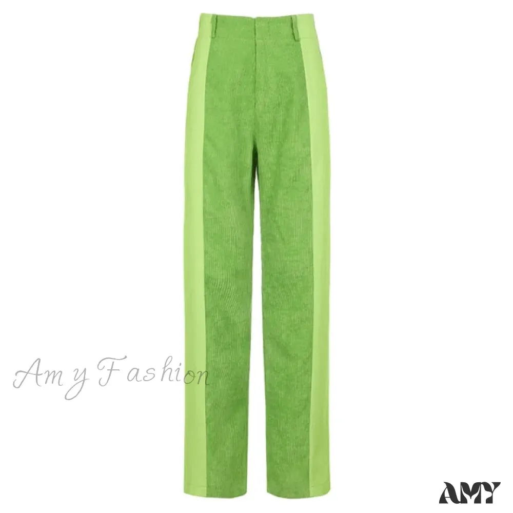 Amy Fashion - Elastic High Waist Corduroy Pants