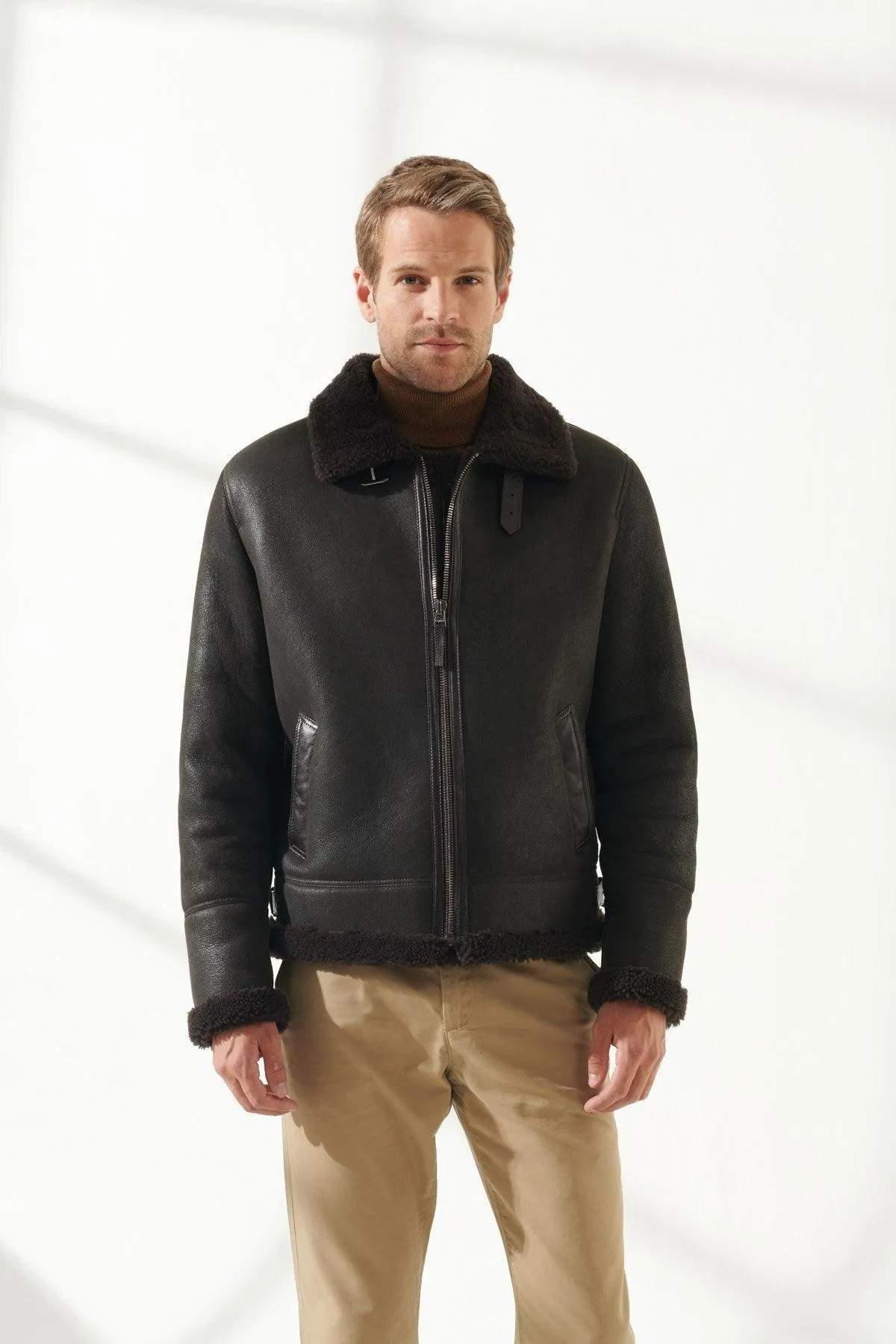 Aviator Brown Shearling Jacket for Men