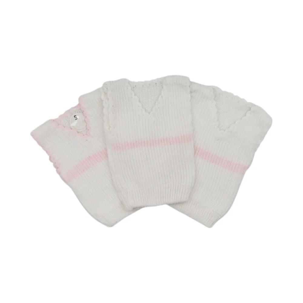 BABY WOOLEN VEST V-NECK SPECIAL WHITE MEDIUM MZW-24