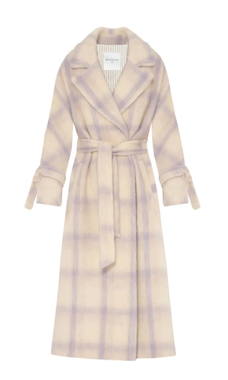 Beatrice B Lilac Chequered Mohair Coat