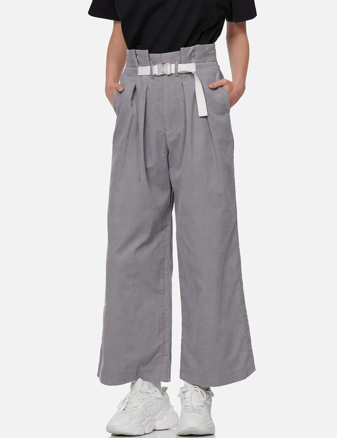 Belted Corduroy Wide Leg Pants