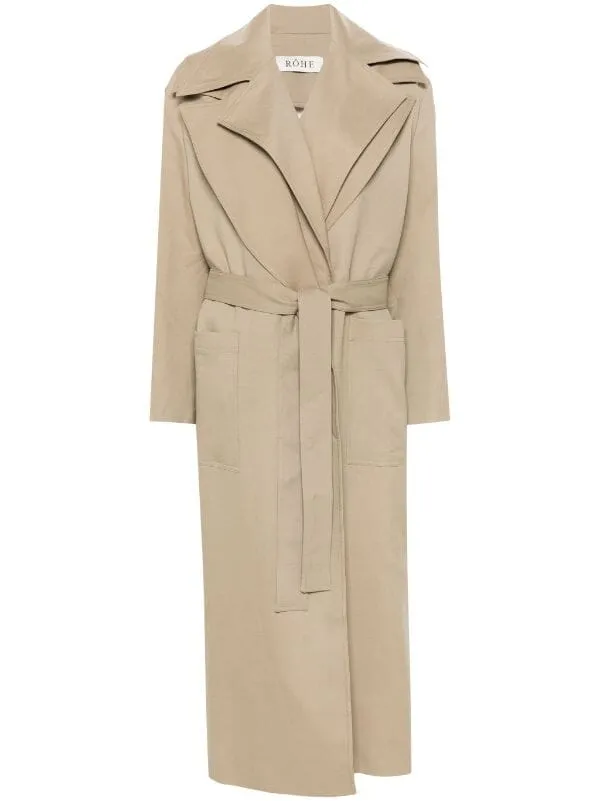 BELTED TRENCH COAT WITH DOUBLE COLLAR