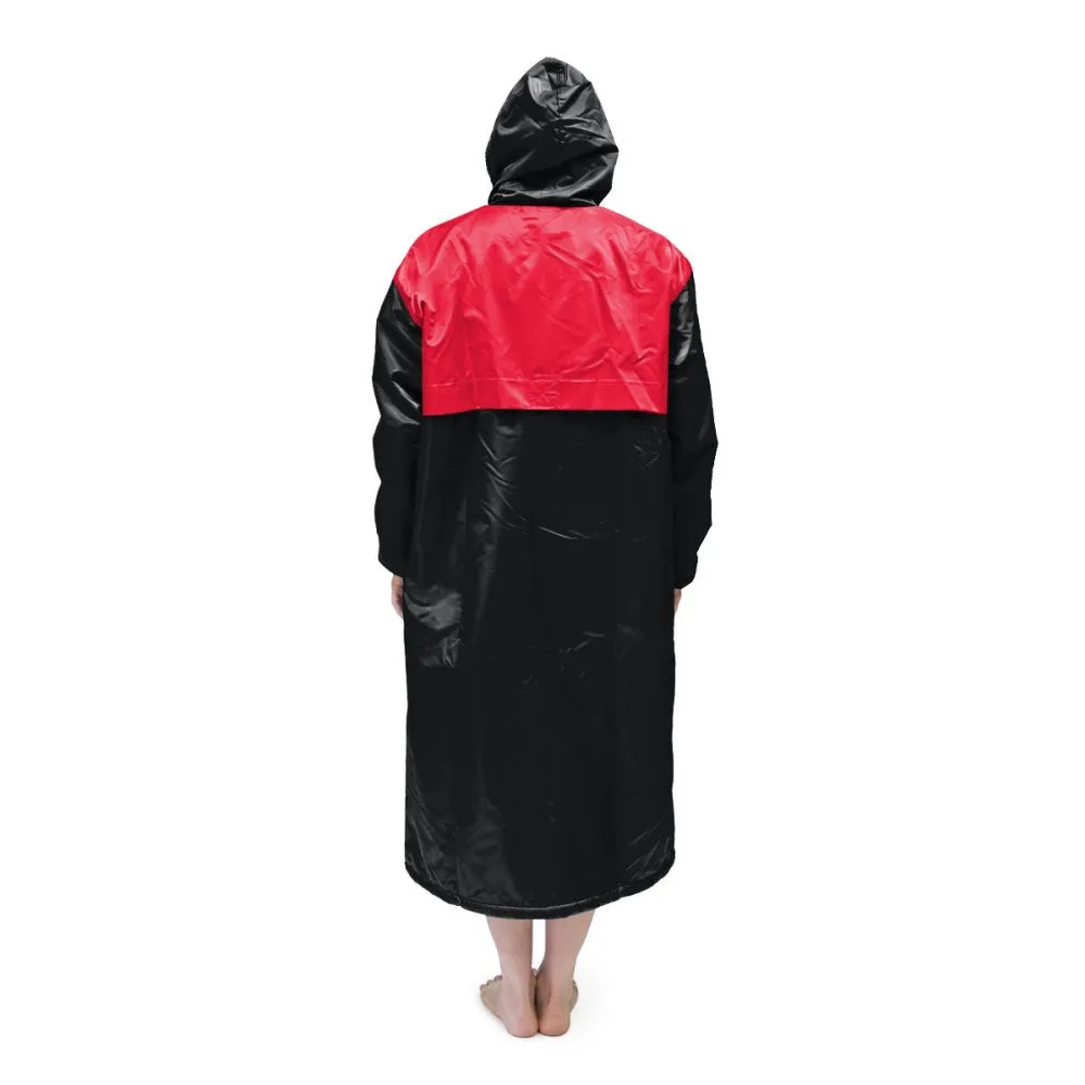 Black & Red Solid Swim Parka