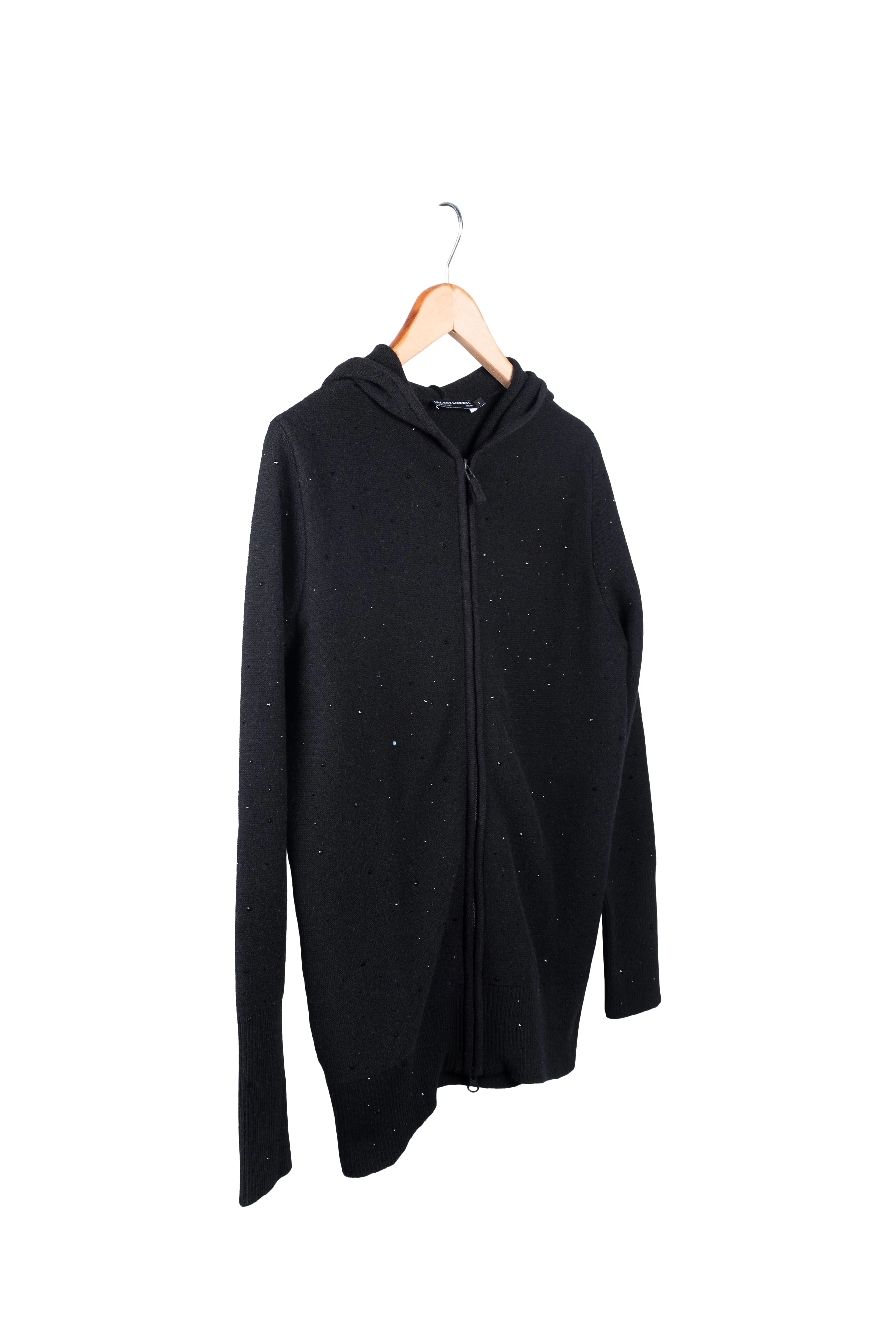 Black Sky Australian Wool and Cashmere Stonewashed Hooded Cardigan