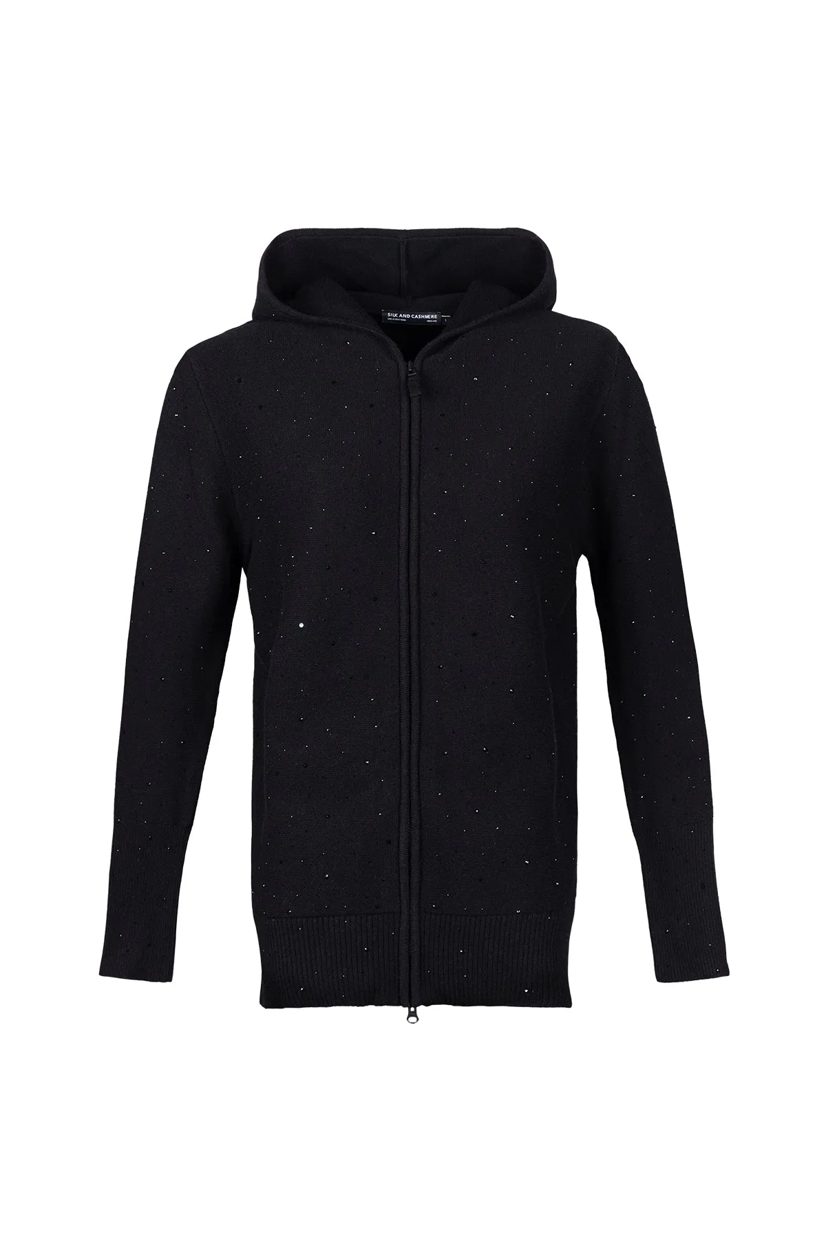 Black Sky Australian Wool and Cashmere Stonewashed Hooded Cardigan