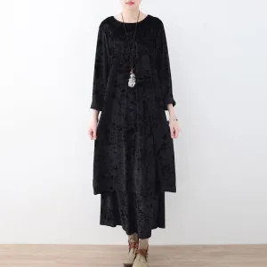 black two pieces autumn oversize corduroy pullover with cozy wide leg pants