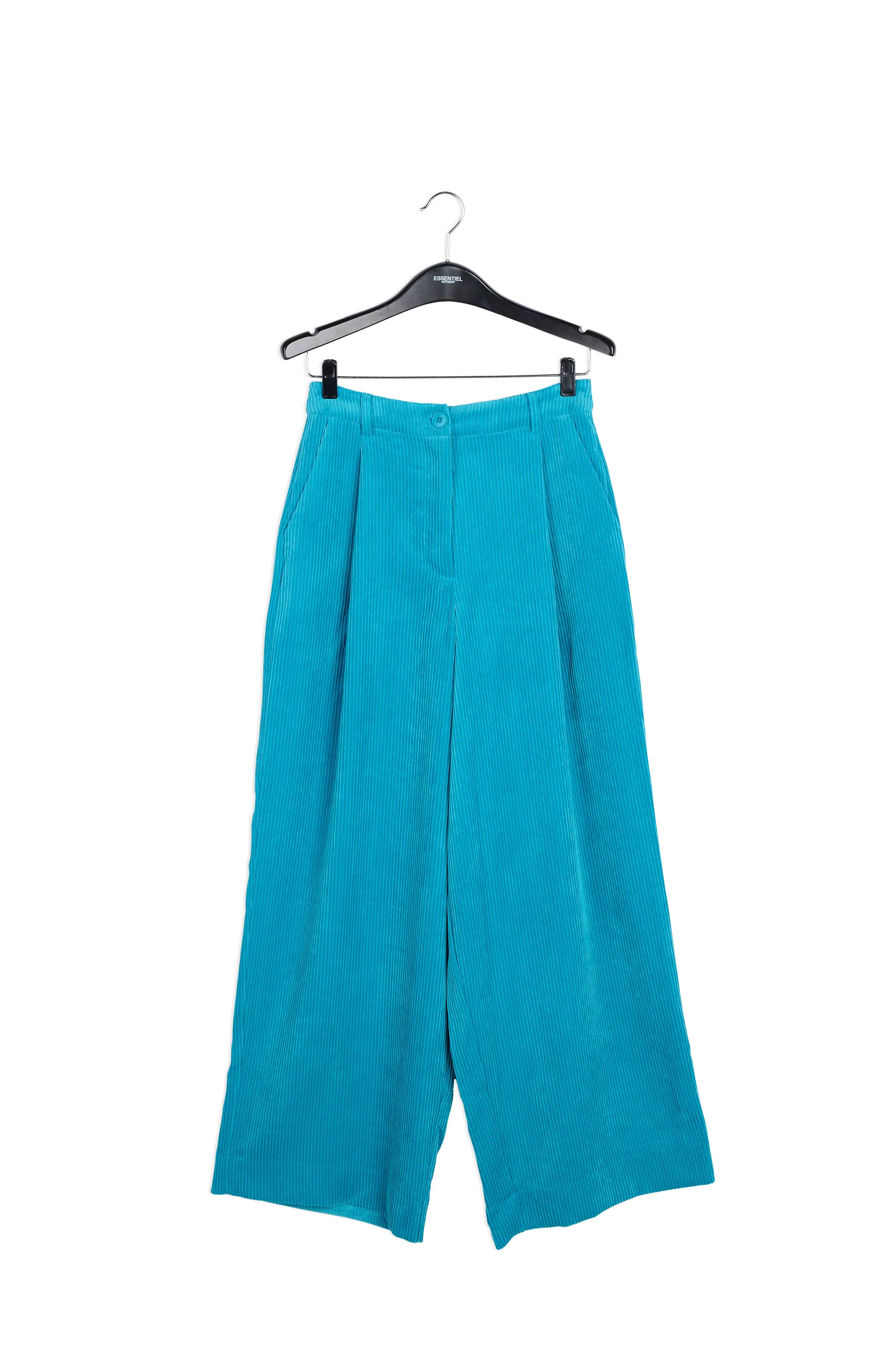 Blue wide-leg corduroy pants