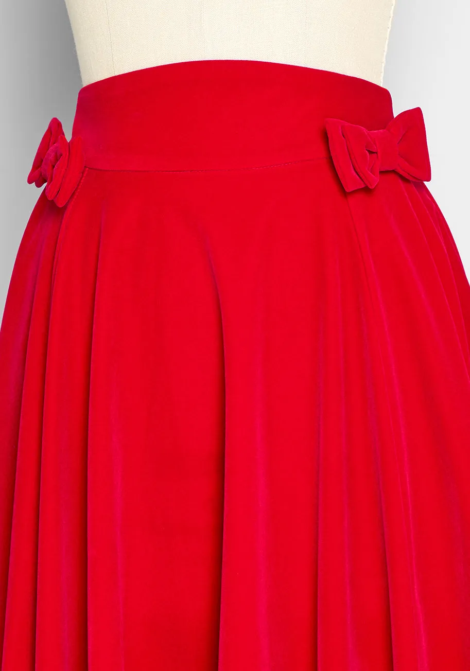 Bows Like Prose Velvet Swing Skirt