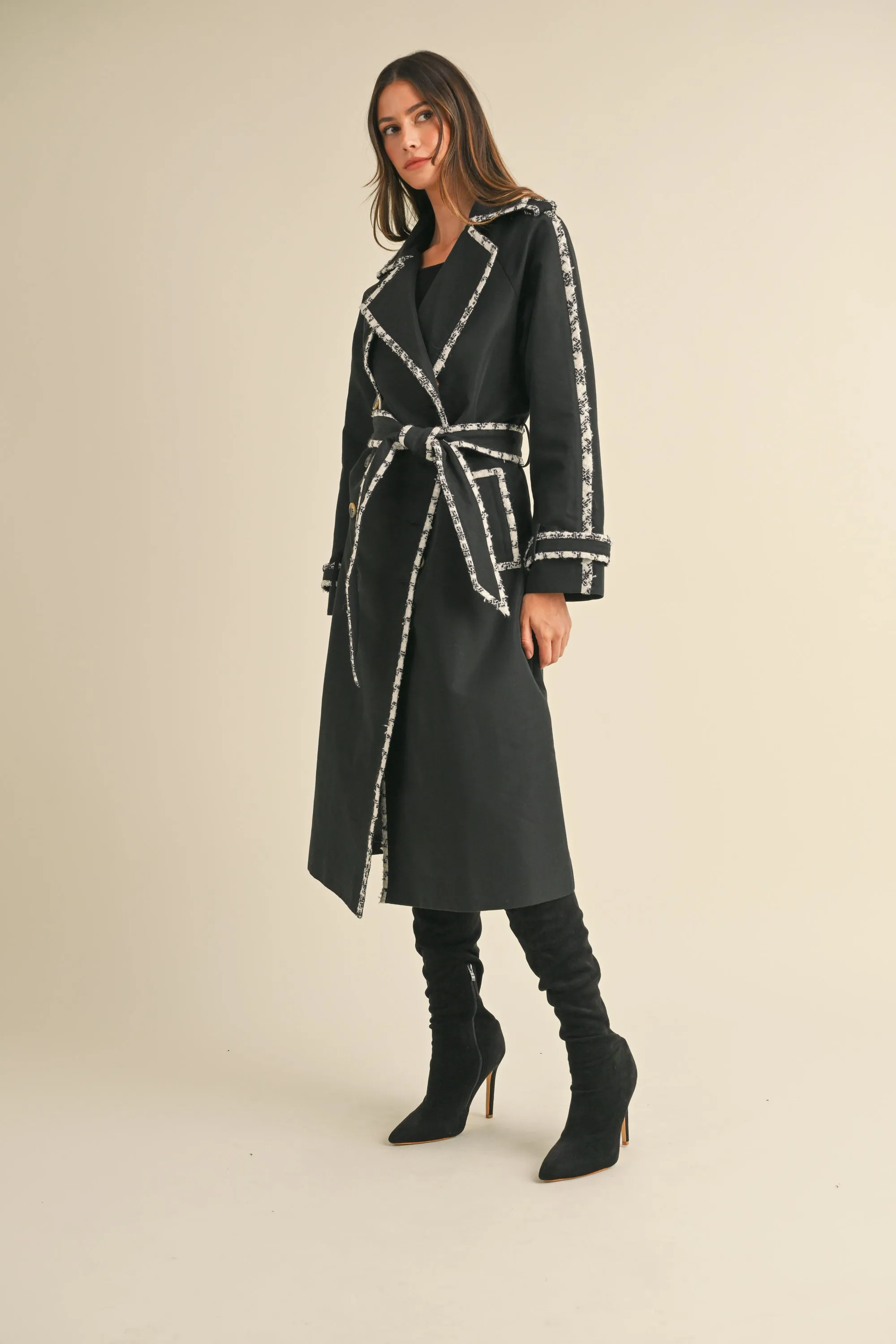 BRONWYN TWEED TRIM TRENCH COAT