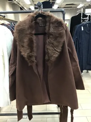 Brown fur collared coat