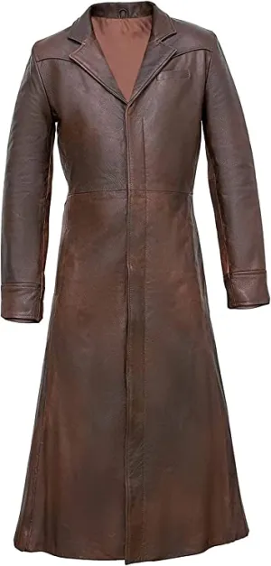 Brown Wool Coat Matrix Detective Neo Costume Keanu Reeves Steampunk Gothic Trench Coat - E Genius