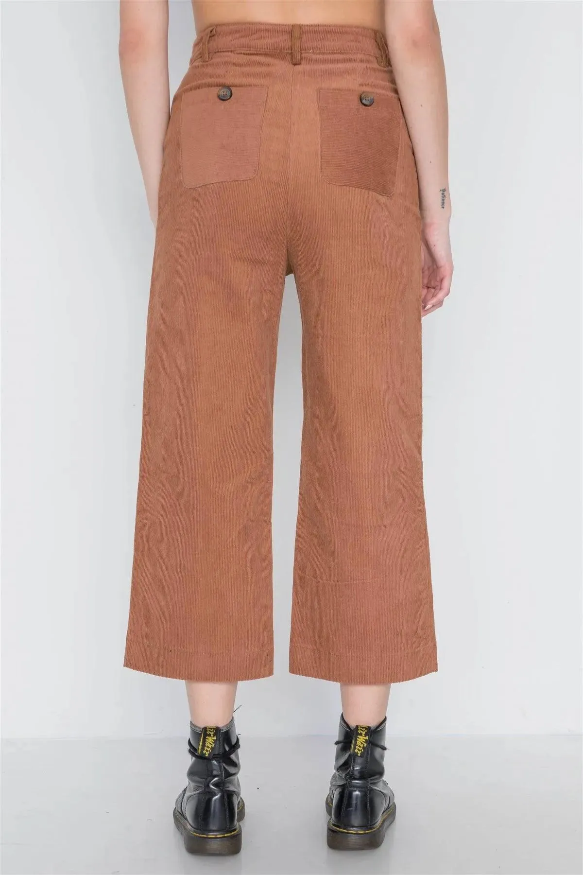 Camel Corduroy Wide Leg Cropped Pants /1-2-2