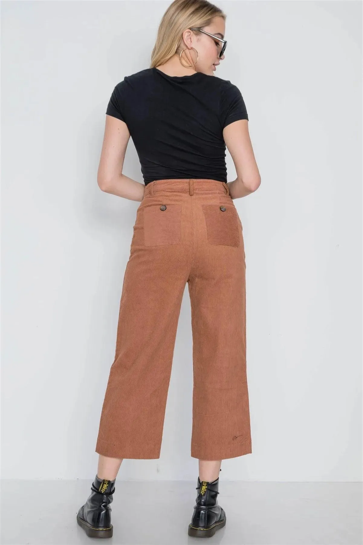 Camel Corduroy Wide Leg Cropped Pants /1-2-2