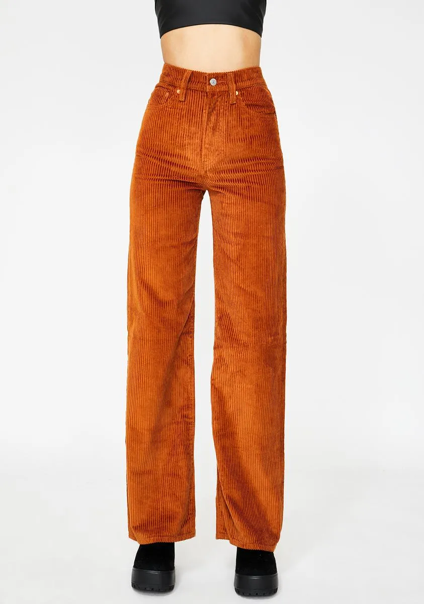 Caramel Ribcage Wide Leg Corduroy Pants