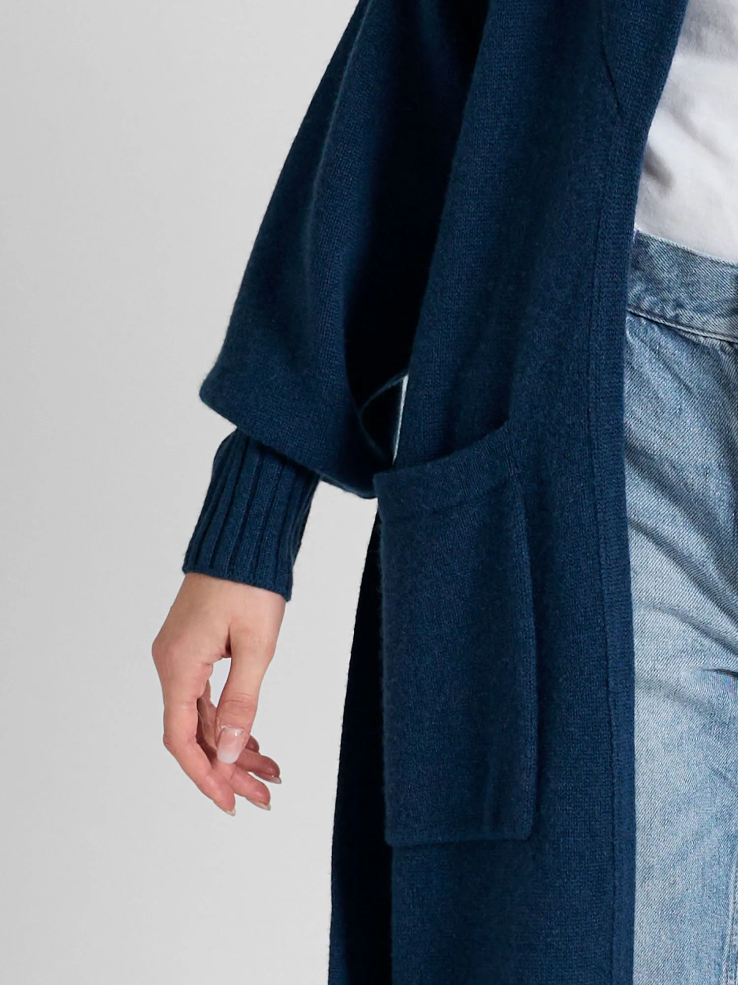 Cashmere coat "Trench" - mountain blue