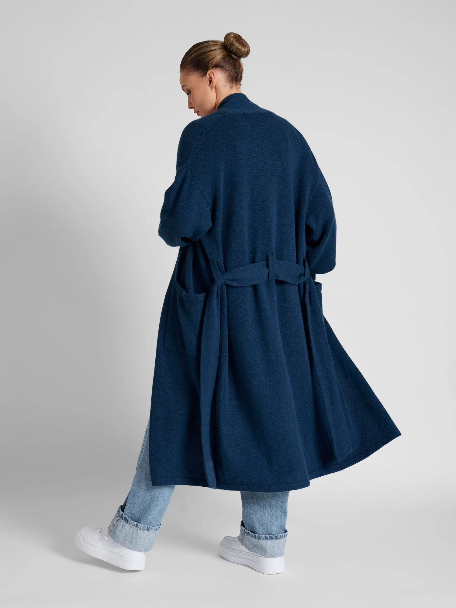 Cashmere coat "Trench" - mountain blue