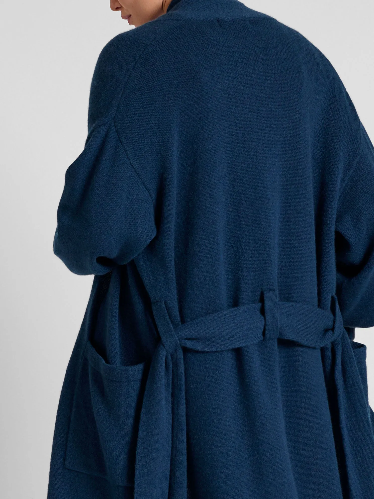 Cashmere coat "Trench" - mountain blue