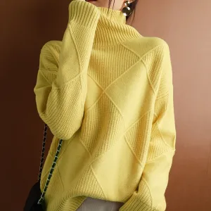 Cashmere Turtleneck Jumper in Solid Color Knit Style