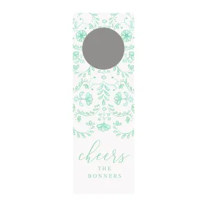 Chinoiserie Personalized Wine Tag- Seafoam