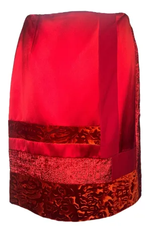 Christian LaCroix 1990s Bazar Crimson Velvet Multi-Design Skirt