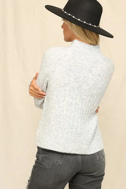 Classic Mock Neck Sweater // Stone or Grey