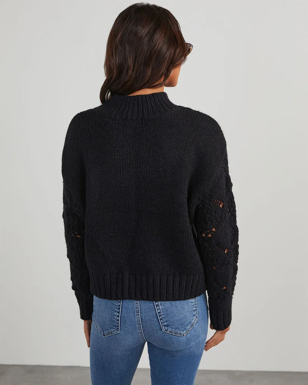 Clever One Knit Mock Neck Pullover Sweater