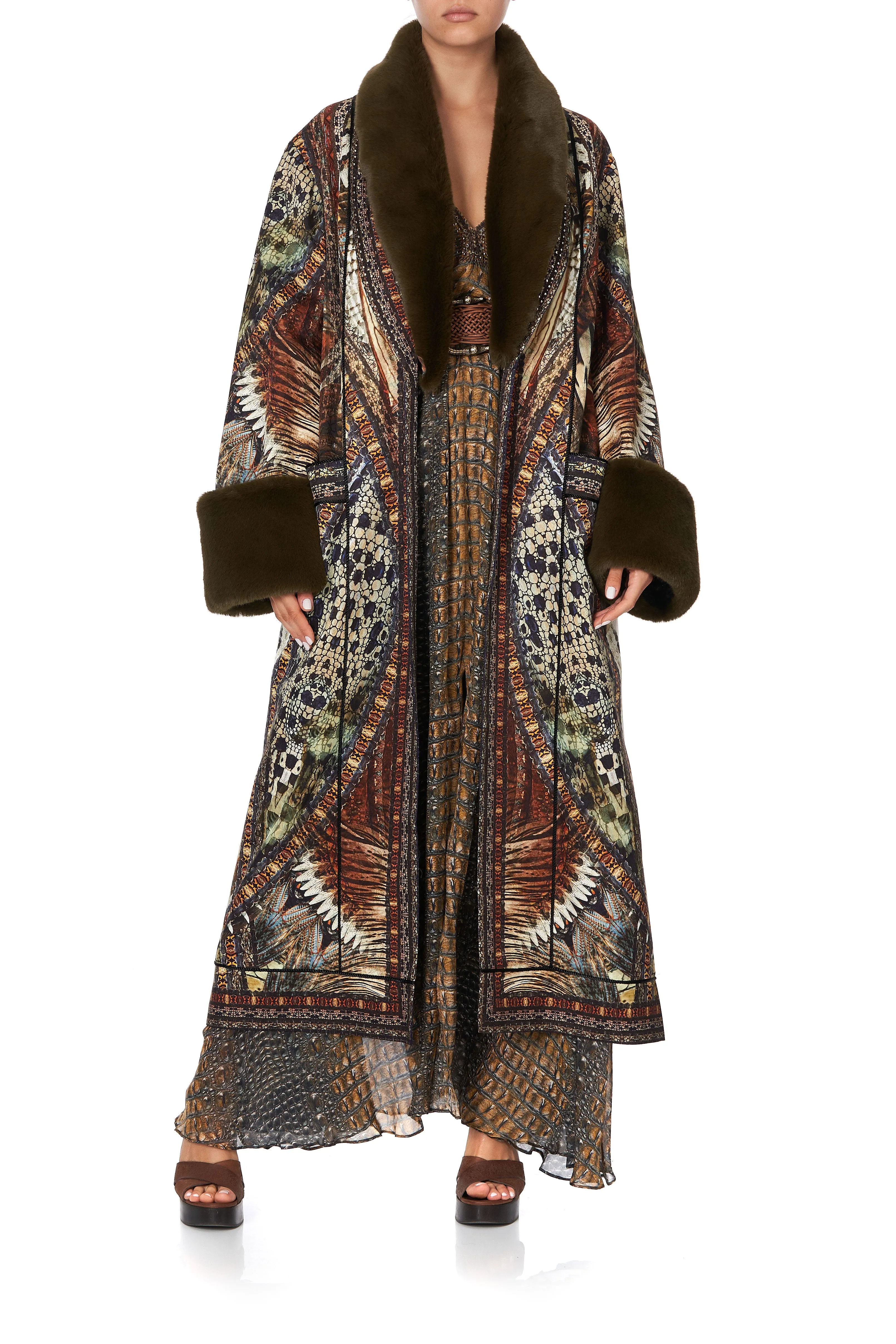 COAT WITH FUR CUFF AND COLLAR KAKADU CALLING