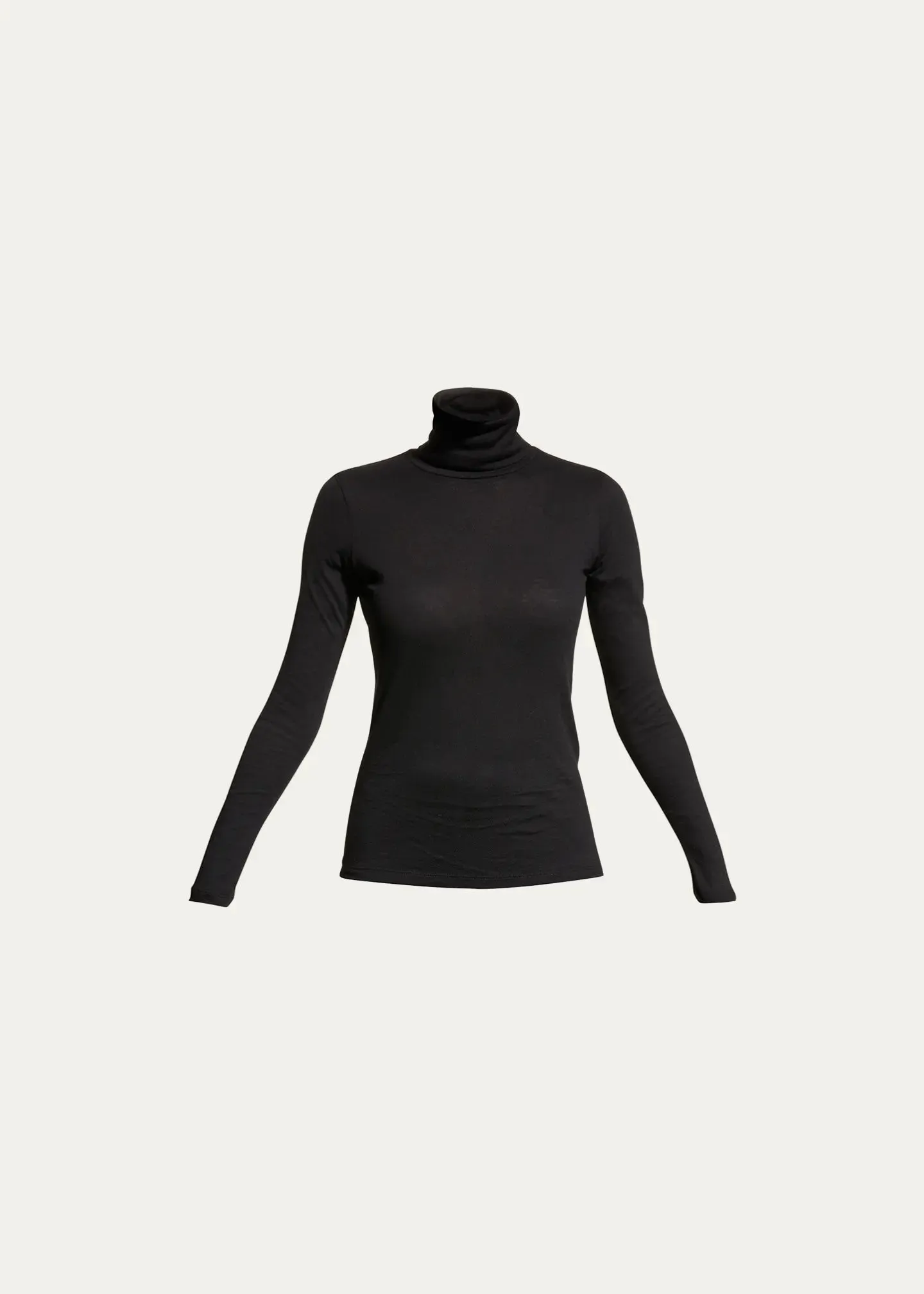 Cotton-Cashmere Long Sleeve Turtleneck Top