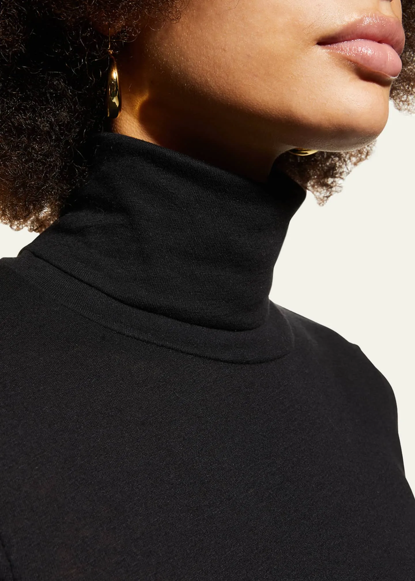 Cotton-Cashmere Long Sleeve Turtleneck Top