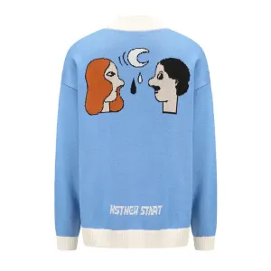 Couple And Moon Knitted Sweater