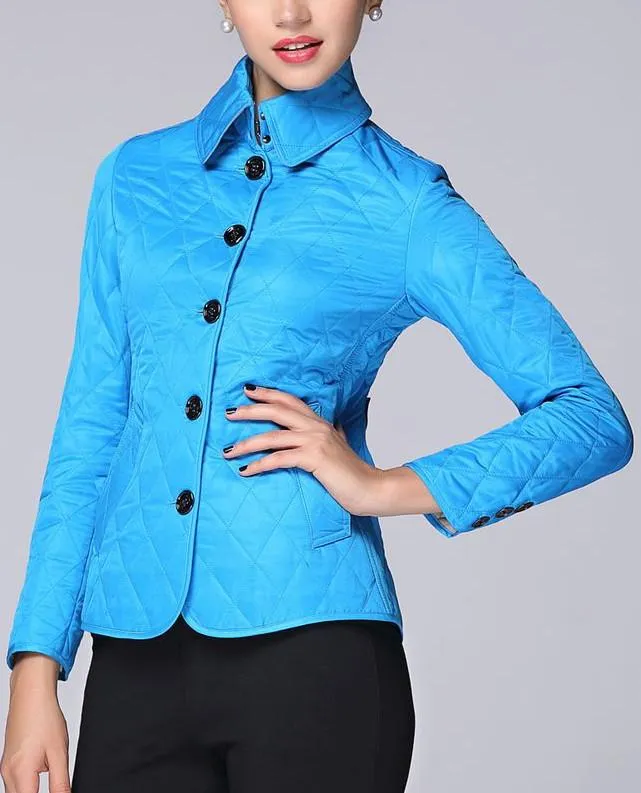 Diamond Quilted Jacket in Blue