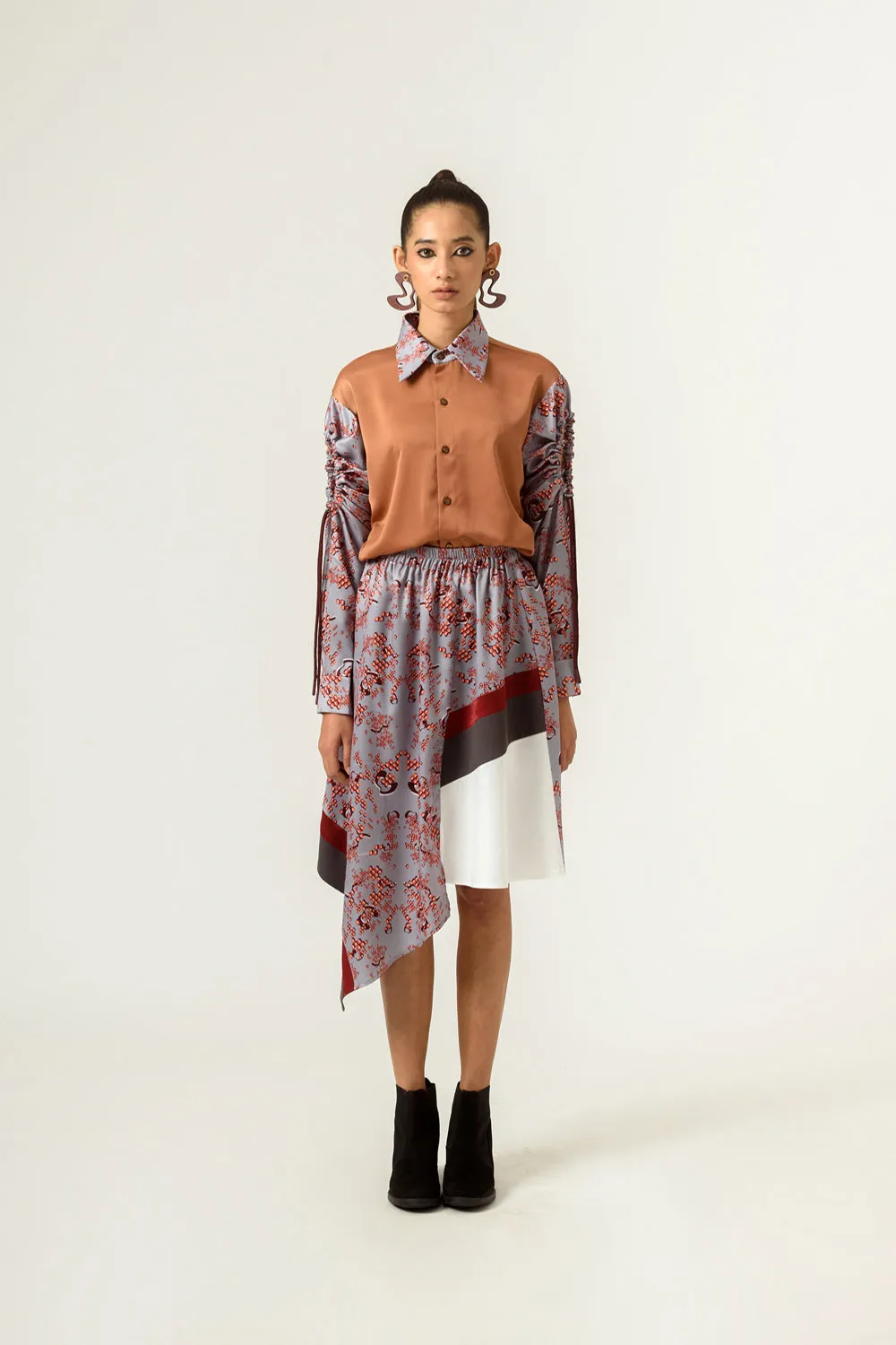 Dna Print Front Panelled Skirt