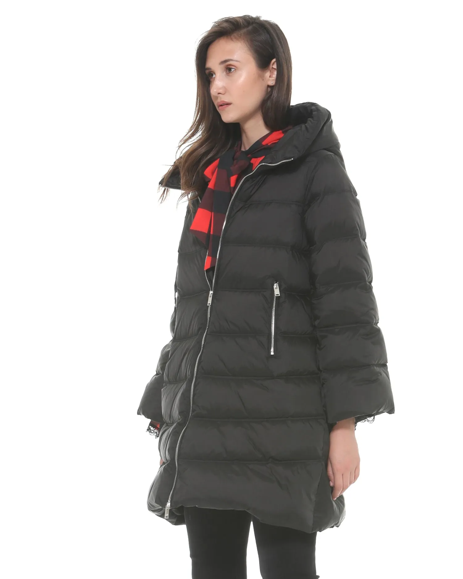 Down jacket with bell sleeves