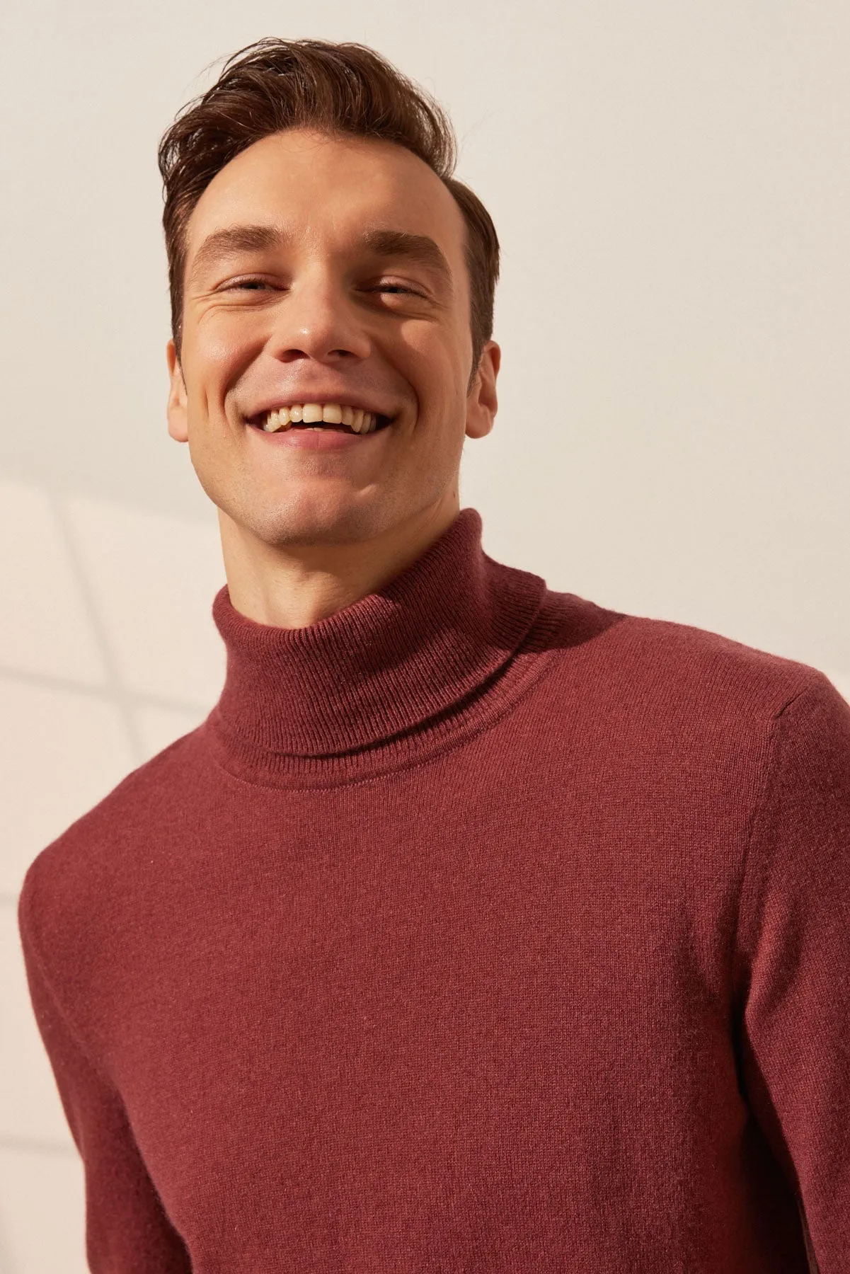 dustyy Rose Pure Cashmere Turtleneck Men's Sweater