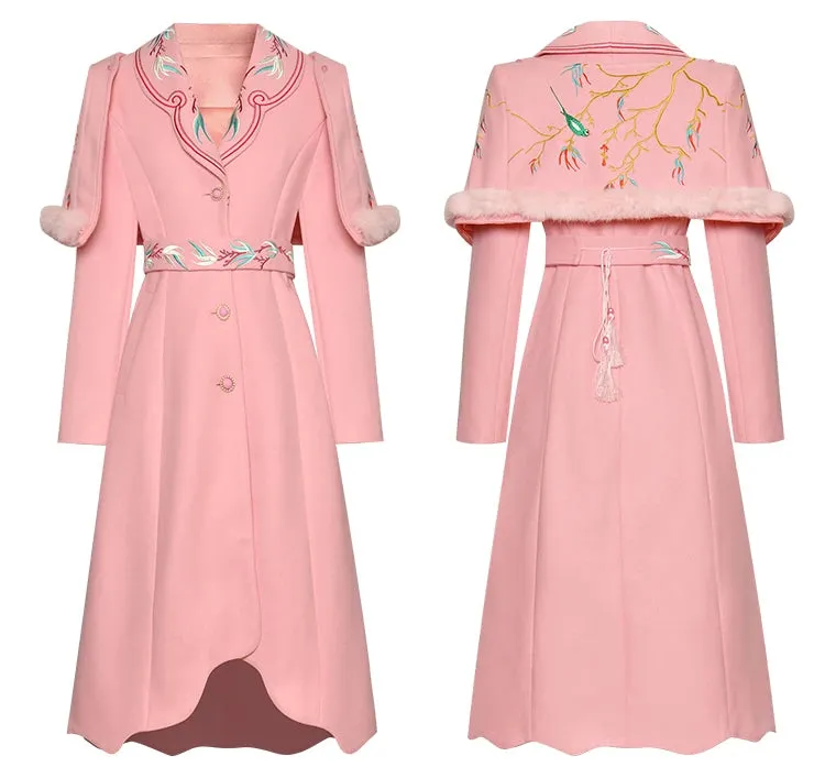 Elegant Embroidered Women's Cloak Coat