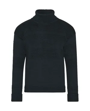 Fisherman Sweater  høj hals Navy Blue