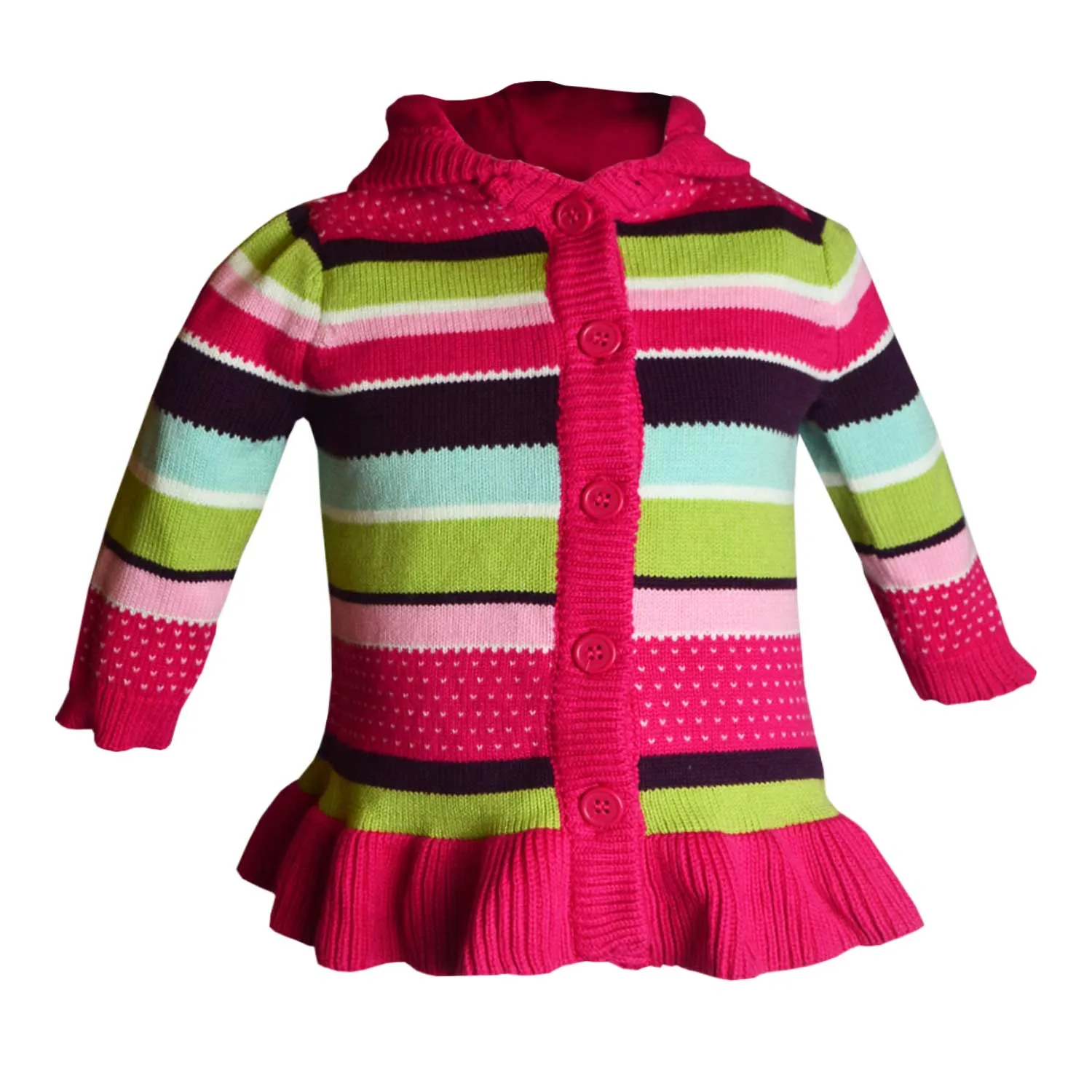 Girls Hooded Jumper | Cardigan | Multicoloured | Age 6-24 Months