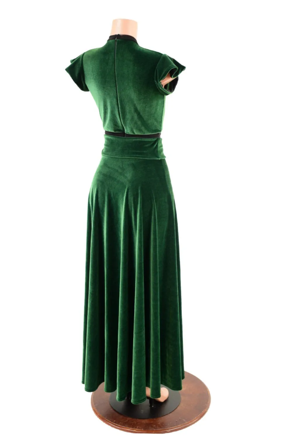 Green Velvet Romper & Break Away Skirt Set