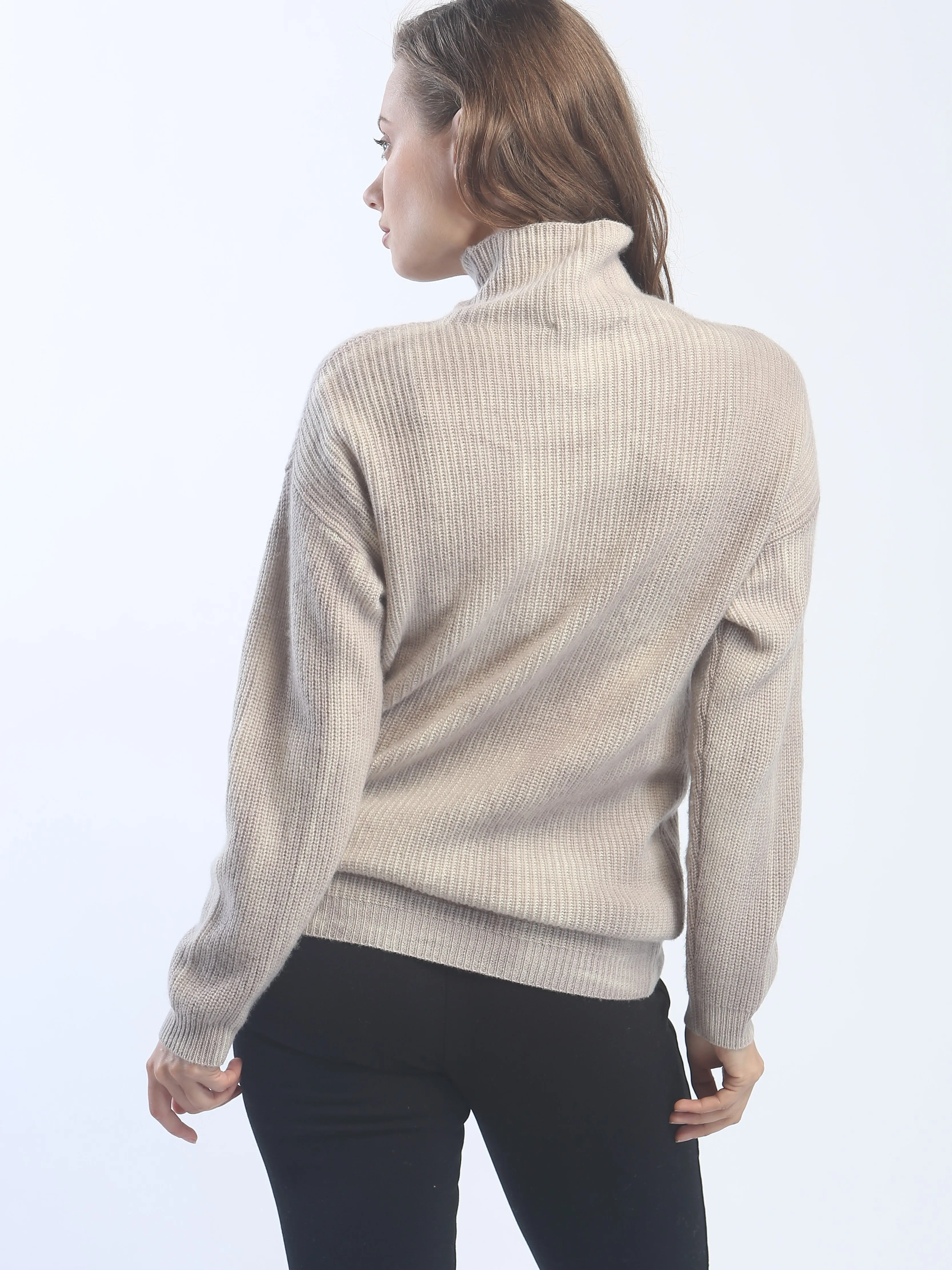 Hand Painted Ribbed Turtleneck Pullover