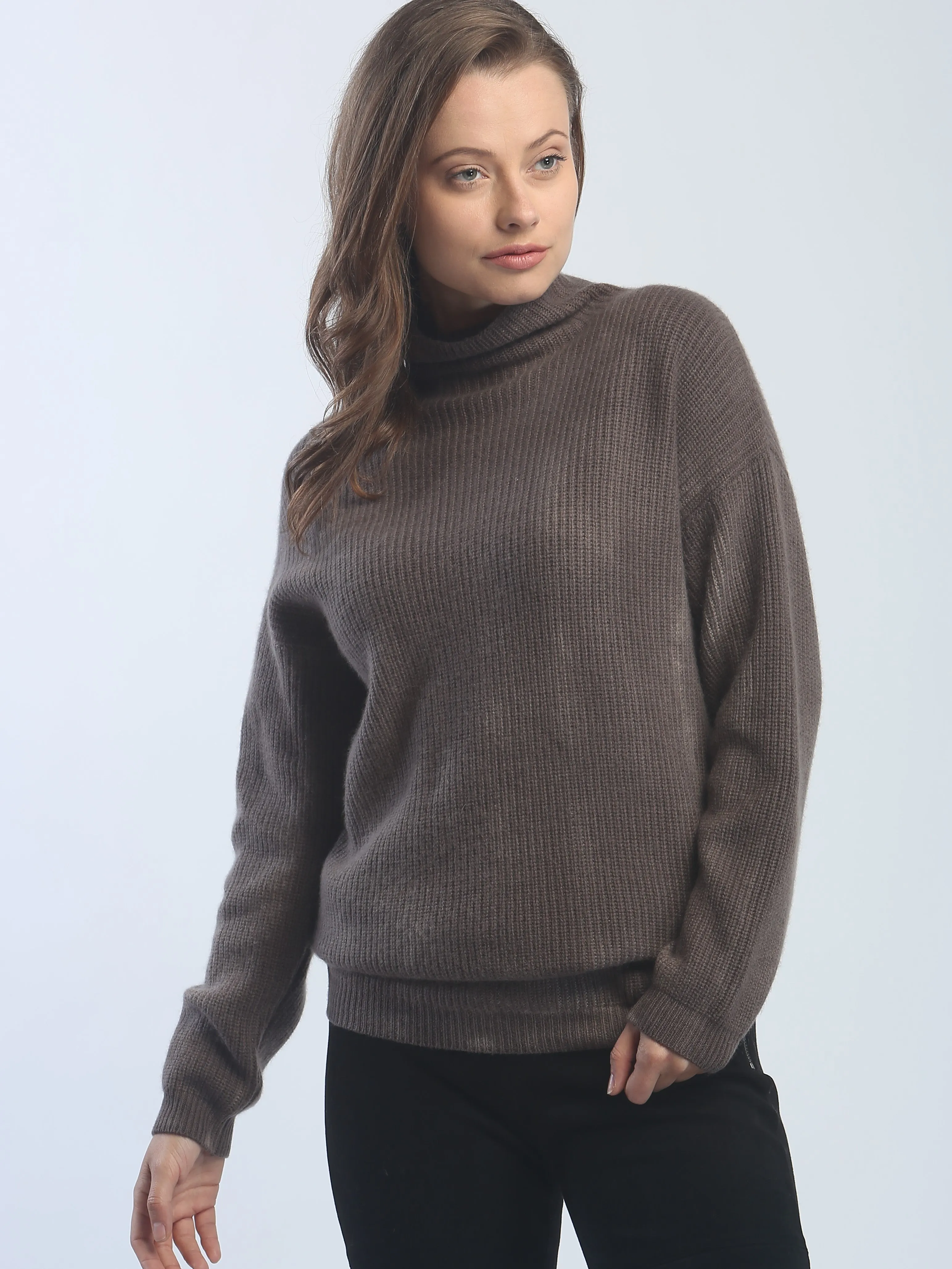 Hand Painted Ribbed Turtleneck Pullover