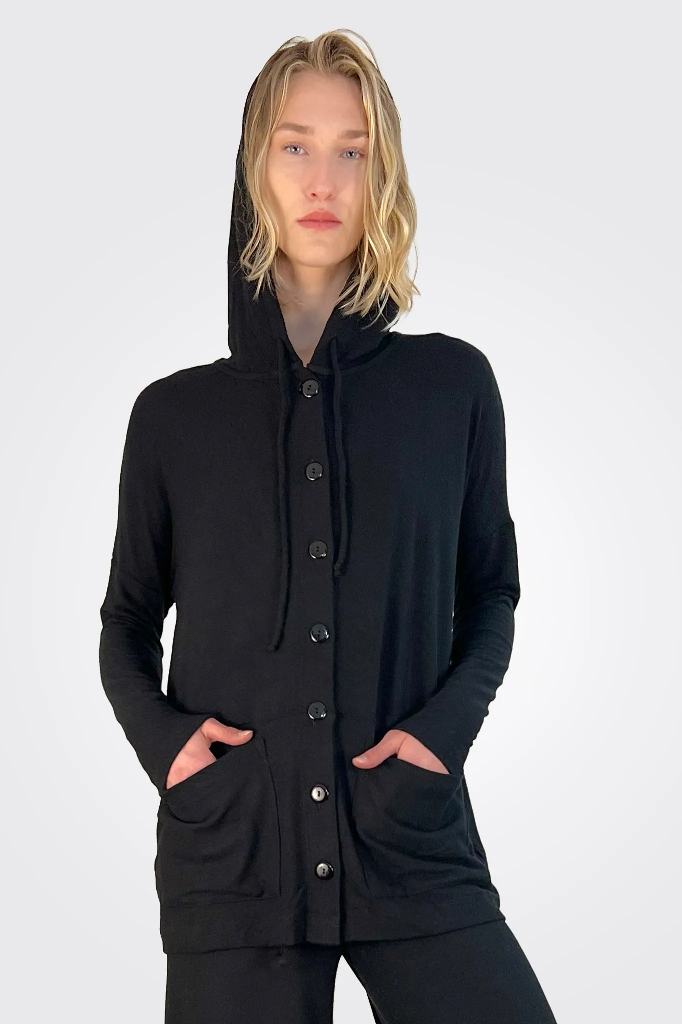 Hooded Cardigan - Black