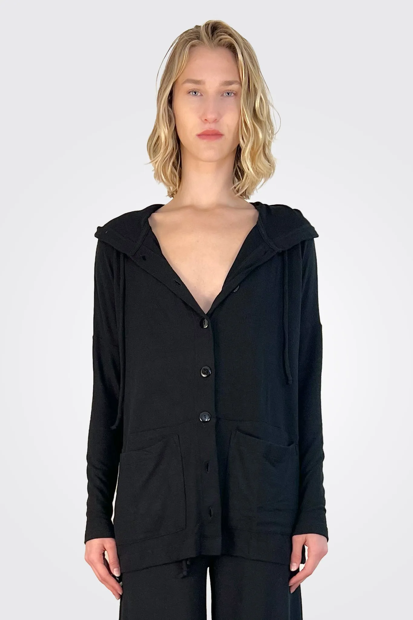 Hooded Cardigan - Black