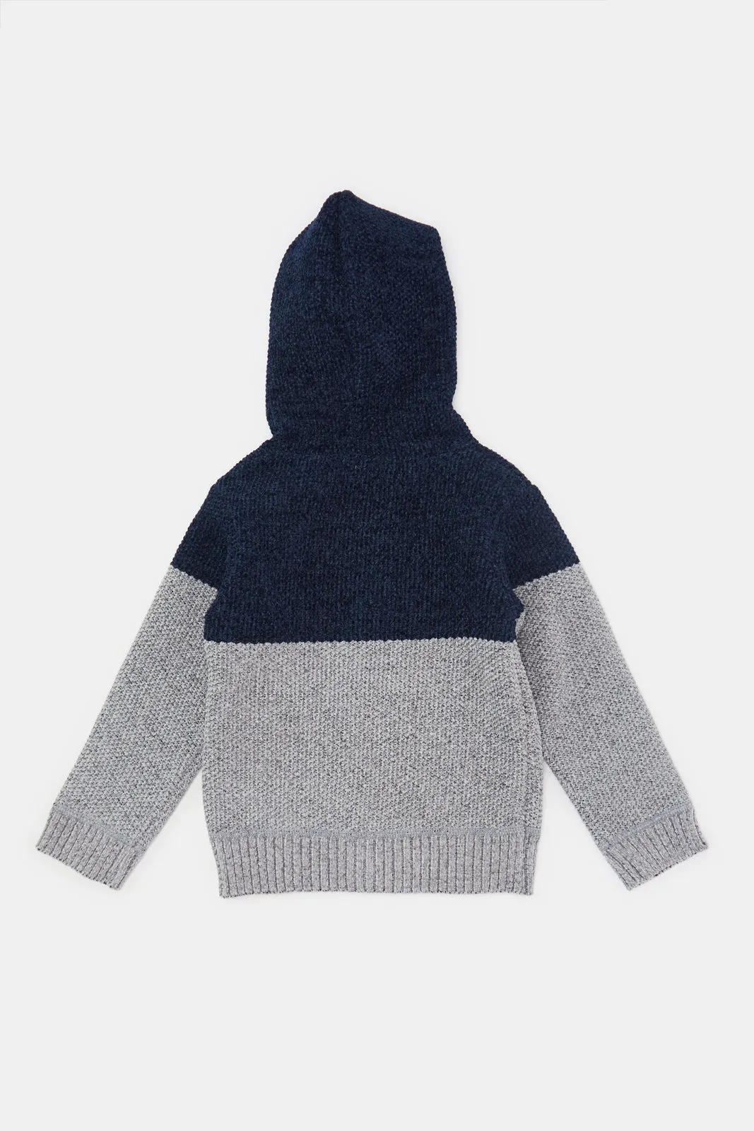 Infant Boys Navy And Grey Hooded Cardigan