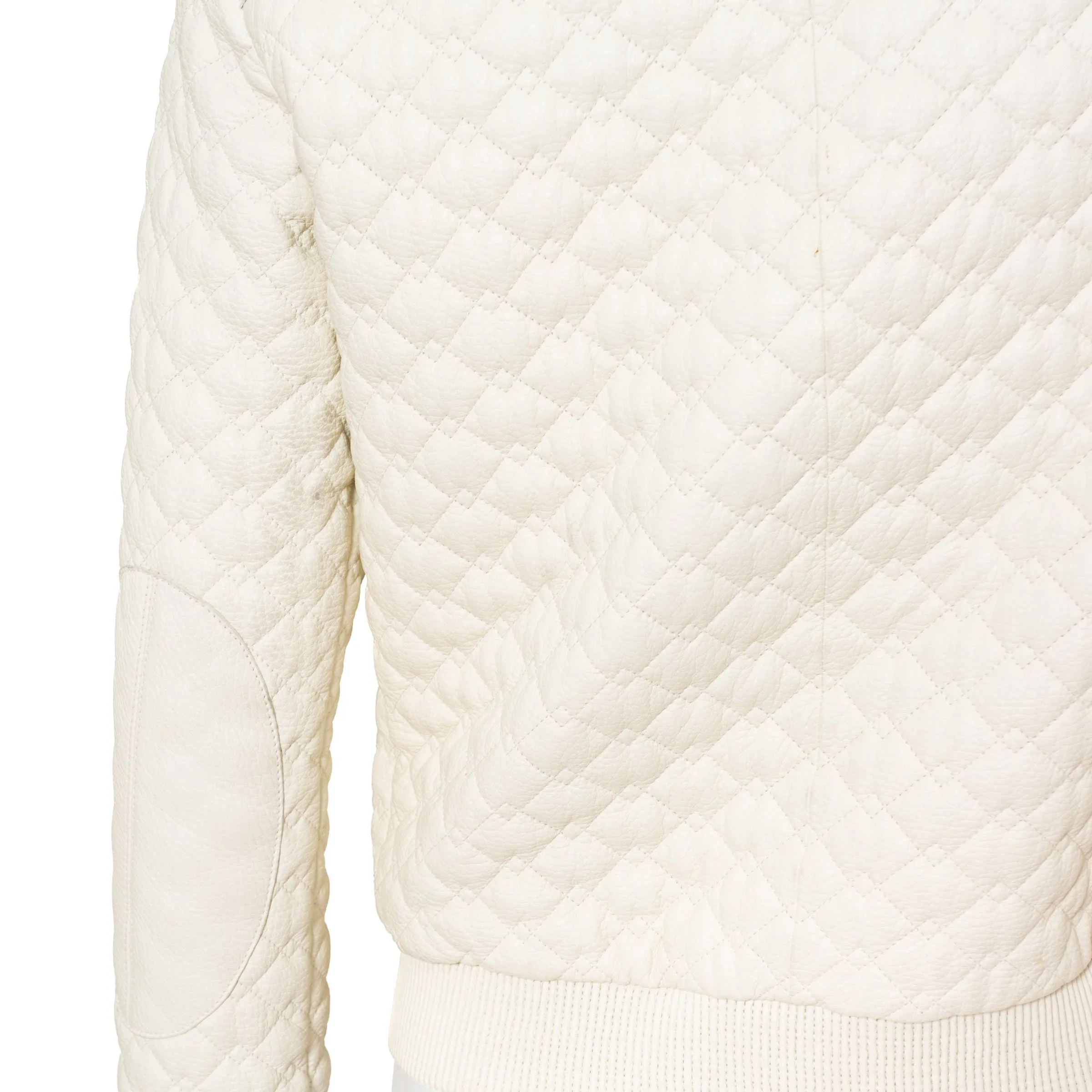 Ivory Quilted Leather and Shearling Jacket