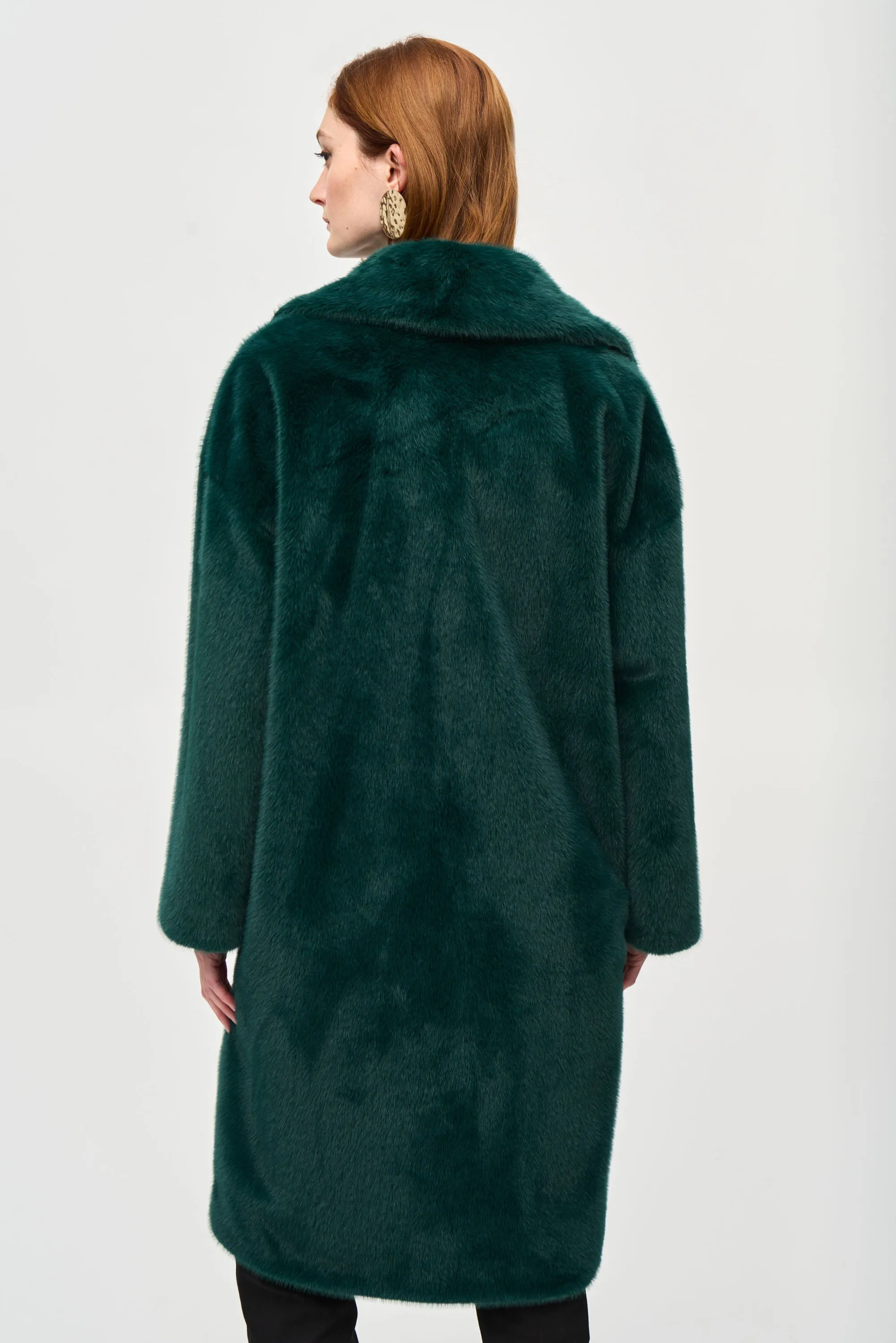 Joseph Ribkoff - Absolute Green Faux Fur Straight Coat 🇨🇦