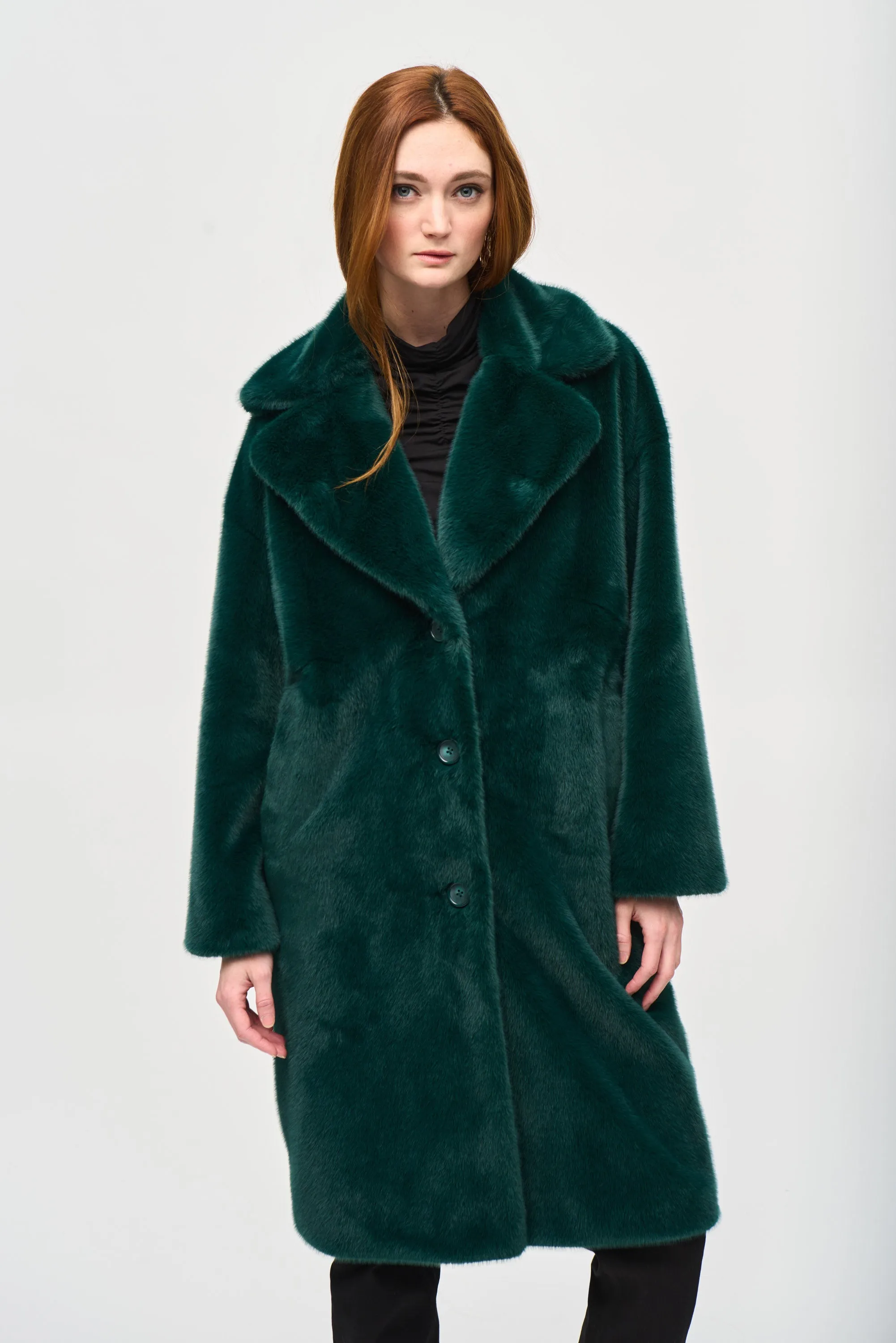 Joseph Ribkoff - Absolute Green Faux Fur Straight Coat 🇨🇦