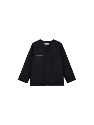 Kid's Flower-Warmth Quilted Collarless Jacket—black